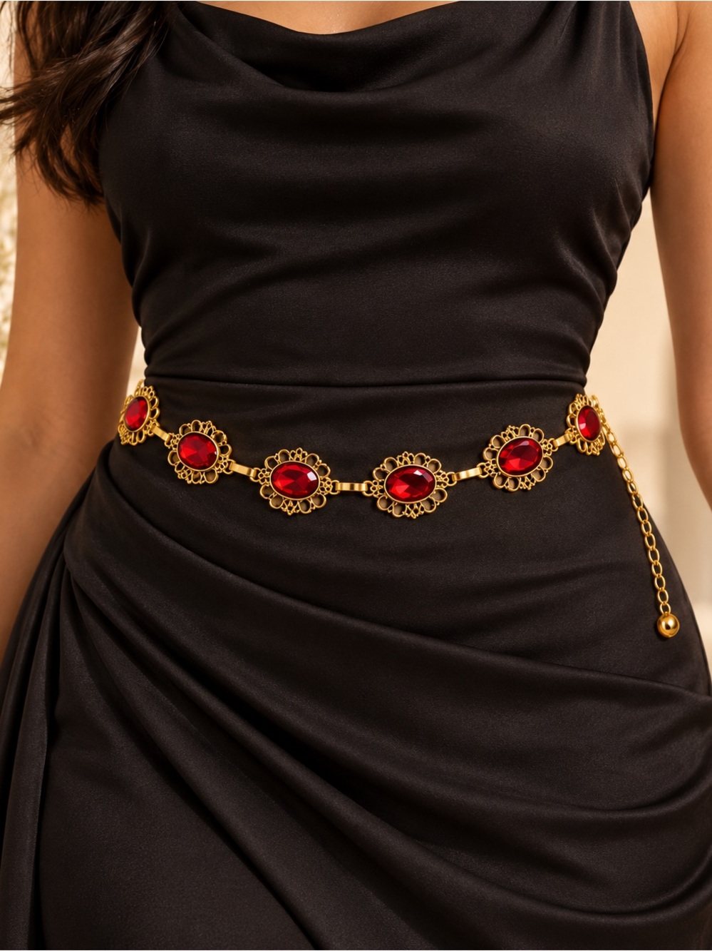 Ruby Red Statement Waist Belt